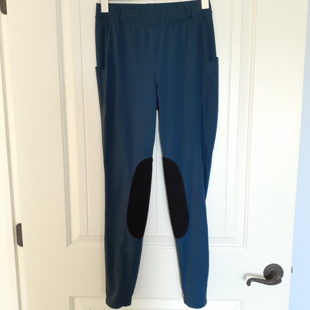 Baleaf Equestrian Riding Tights with Suede Knee Patches Teal Size M